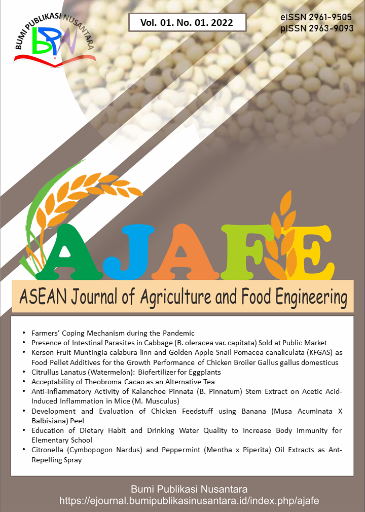 ASEAN Journal of Agriculture and Food Engineering